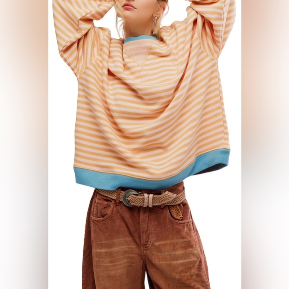 LAST ONE🎉Free People Classic Striped Oversized Crewneck💛 - Picture 5 of 8